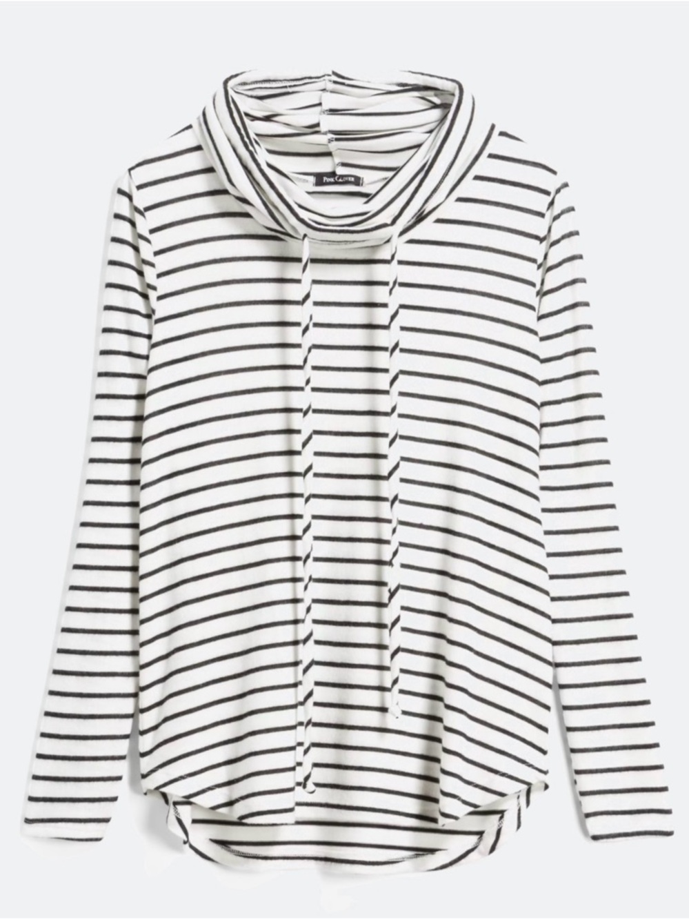 Pink Clover Black & White Striped Cowl Neck Sweater
